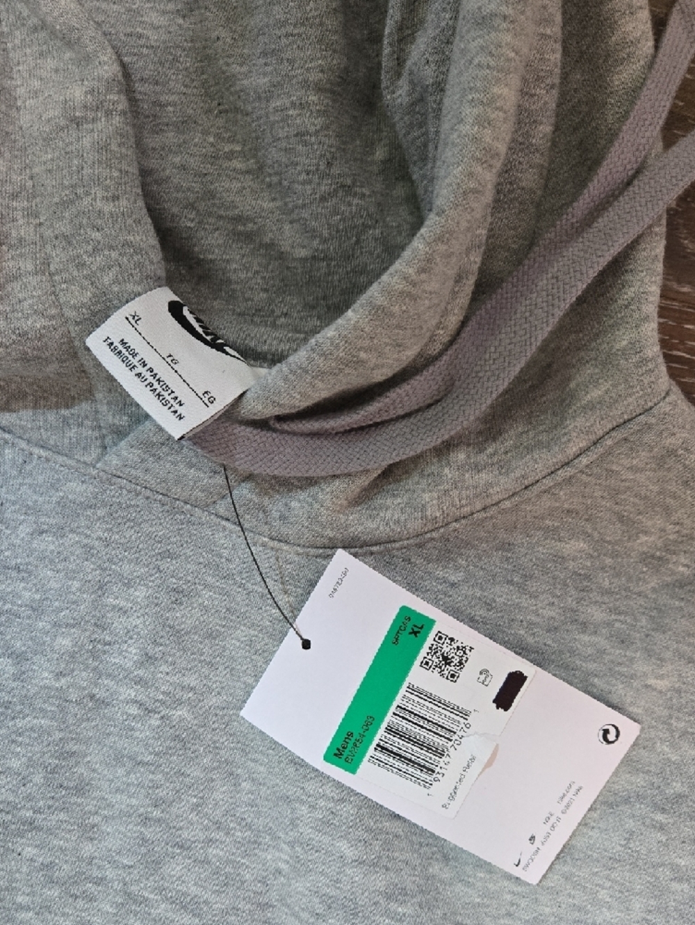 Nike Men's Heather Gray Hooded Pullover Sweatshirt - Picture 2 of 2
